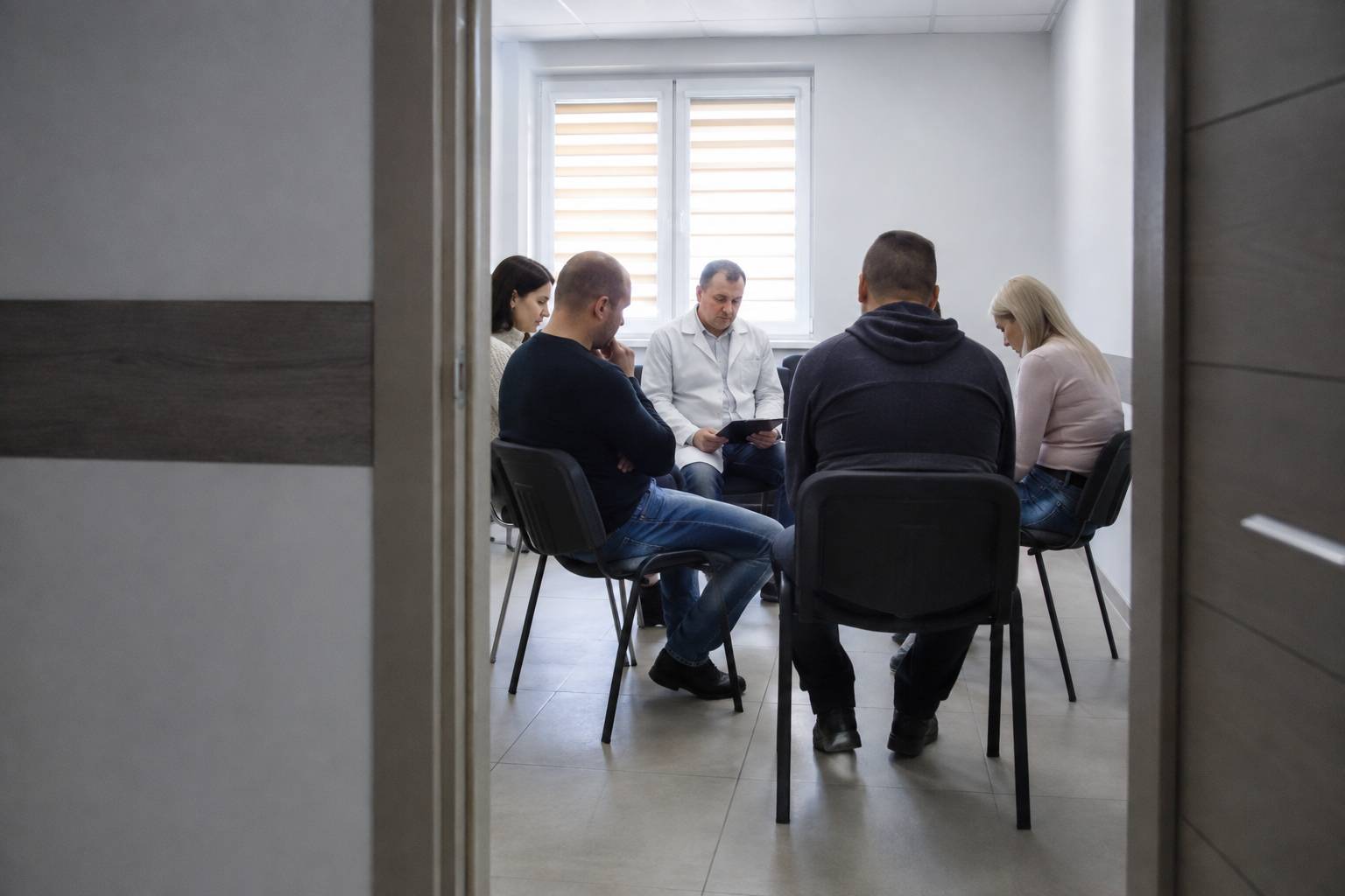 Врач проводит сеанс ресоциализации наркозависимых